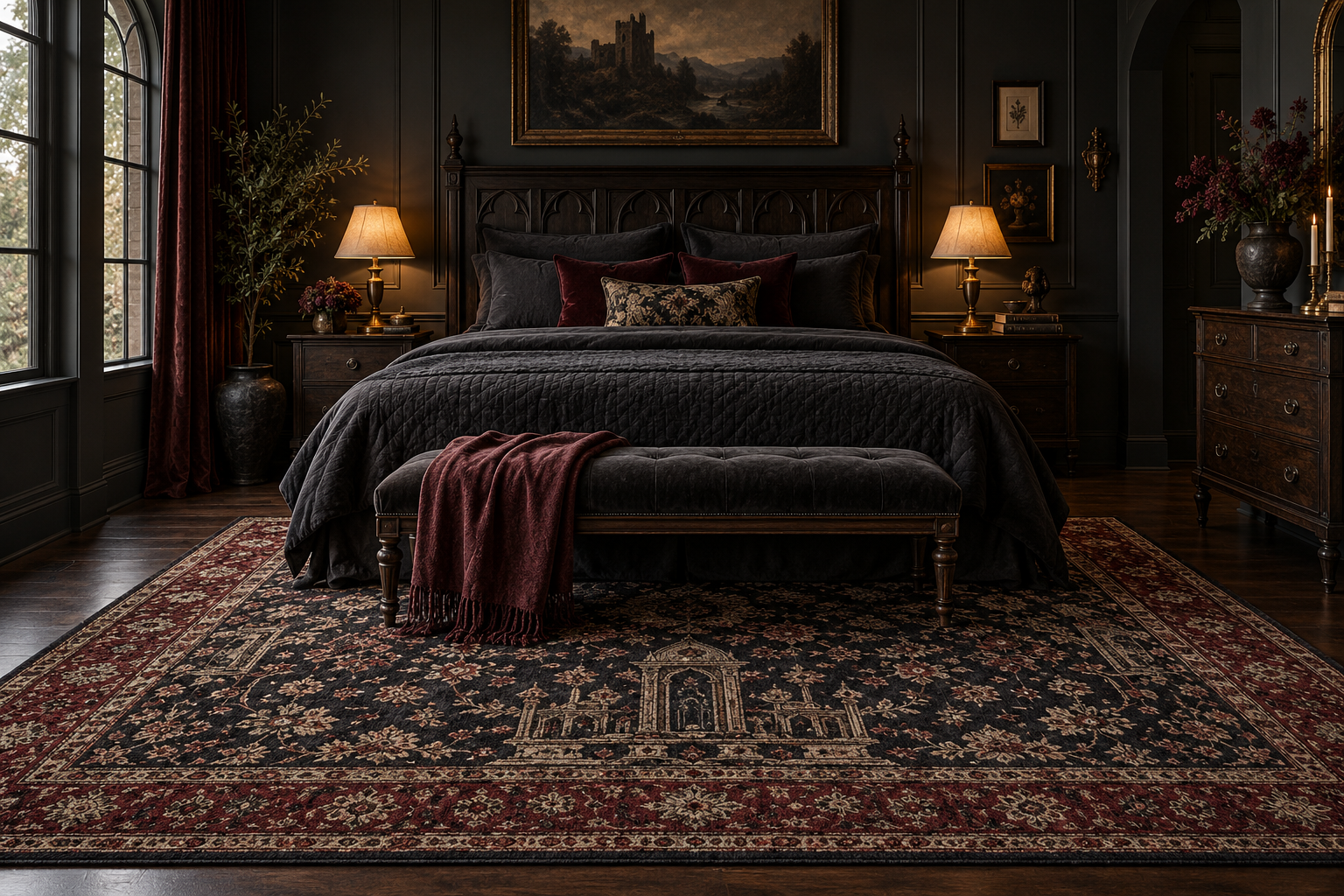 Gothic Rugs for Bedroom Spaces That Feel Balanced – Midnight Gothic Decor