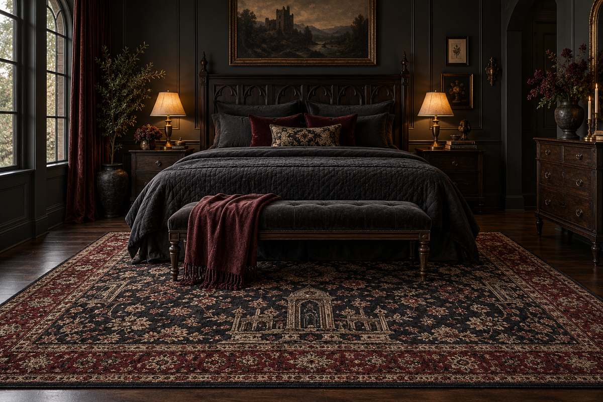 Gothic Rugs for Bedroom Spaces That Feel Balanced – Midnight Gothic Decor