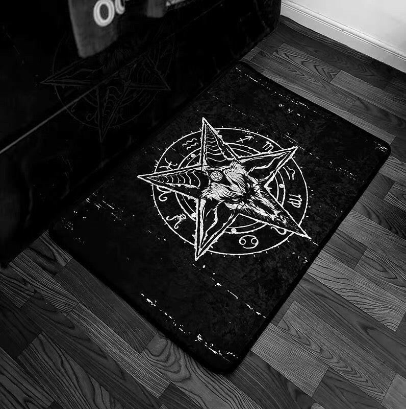 Prntagram Rug Satanic Goat Pentagram Rug – Midnight Gothic Decor