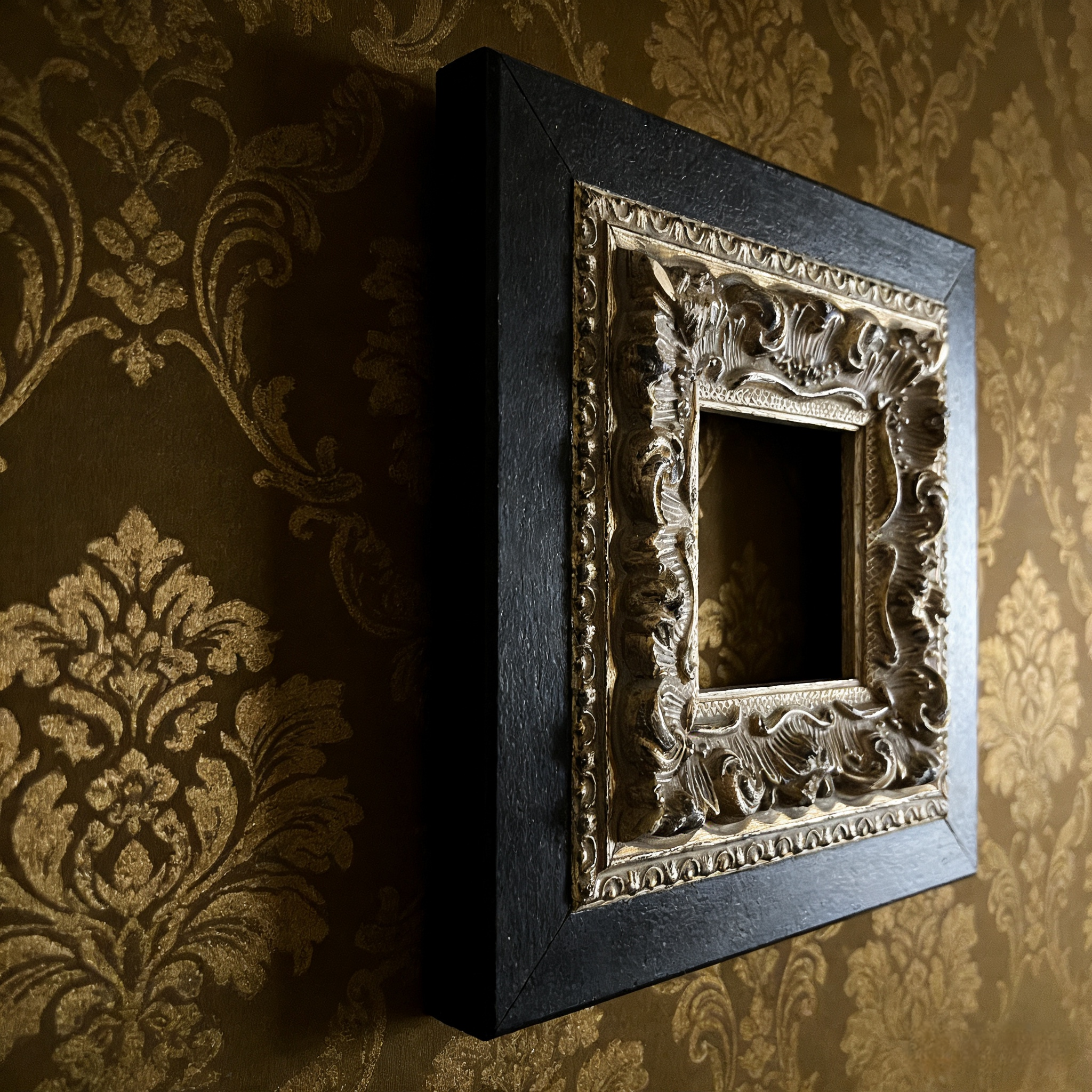 Timber Frame Silver Victorian Silver Carved Wood Frame – Midnight Gothic Decor